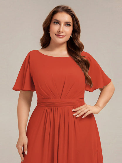 ever SAGE|Chiffon Ruffle Short Sleeve Wedding Guest Dress