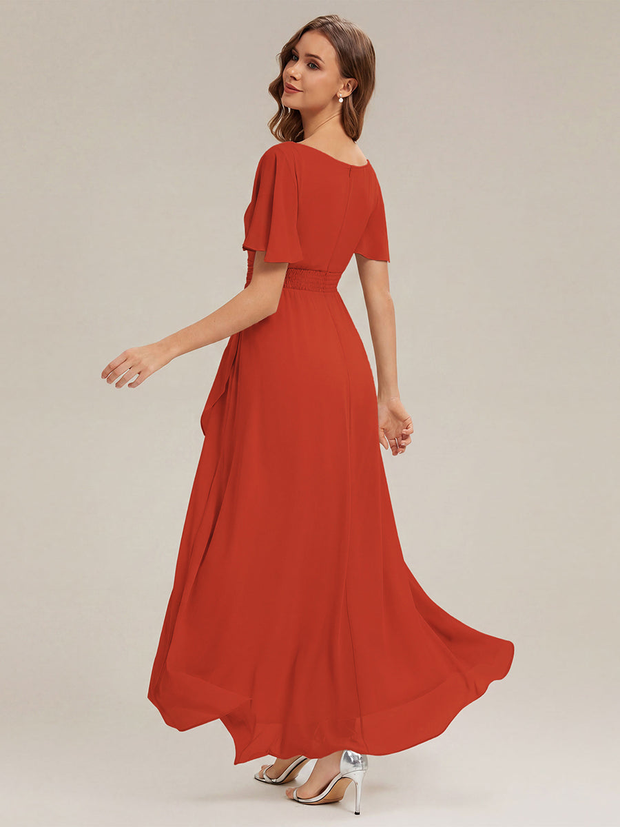 ever SAGE|Chiffon Ruffle Short Sleeve Wedding Guest Dress
