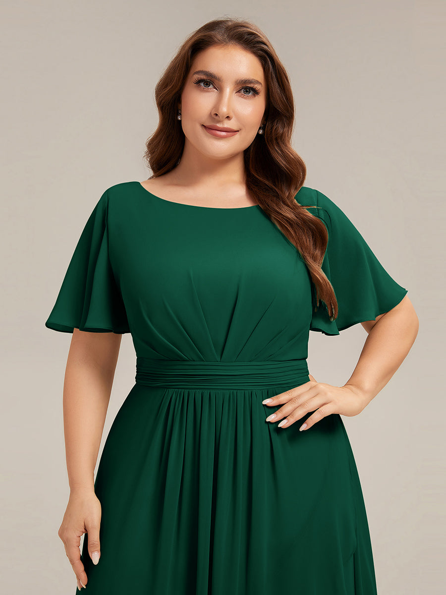 pretty SAGE|Plus Size High-Low Chiffon Wedding Guest Dress