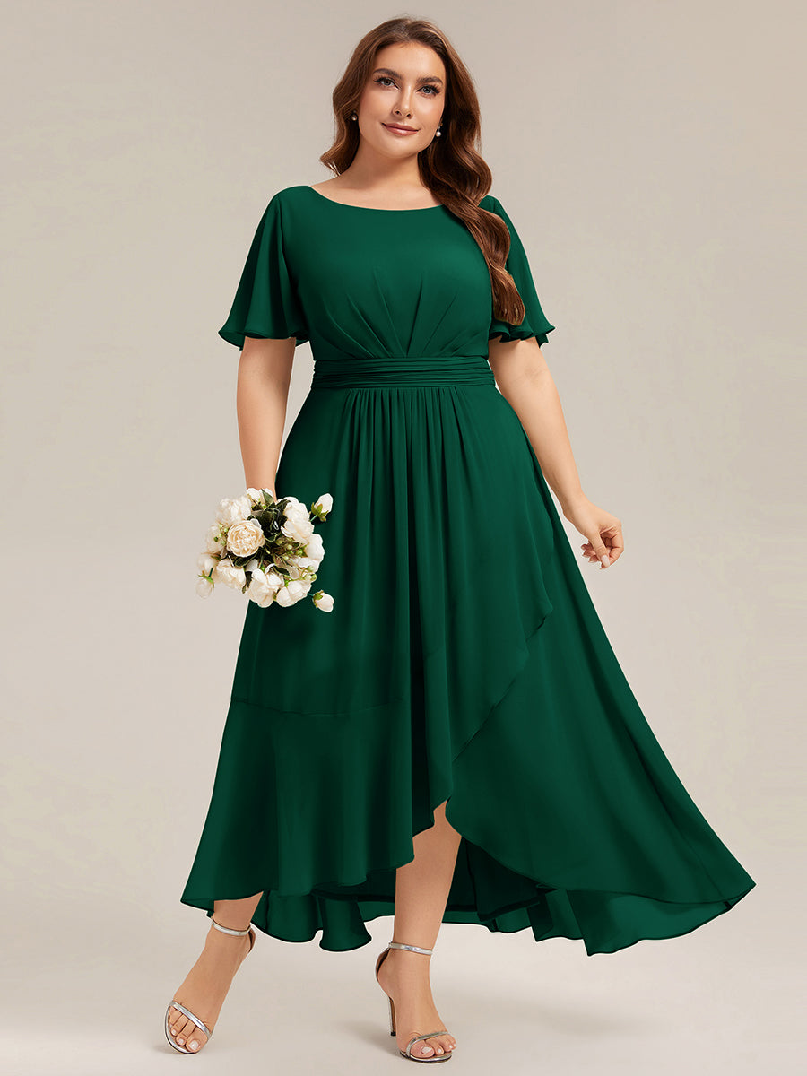 ever SAGE|Chiffon Ruffle Short Sleeve Wedding Guest Dress