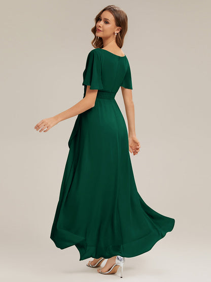 ever SAGE|Chiffon Ruffle Short Sleeve Wedding Guest Dress