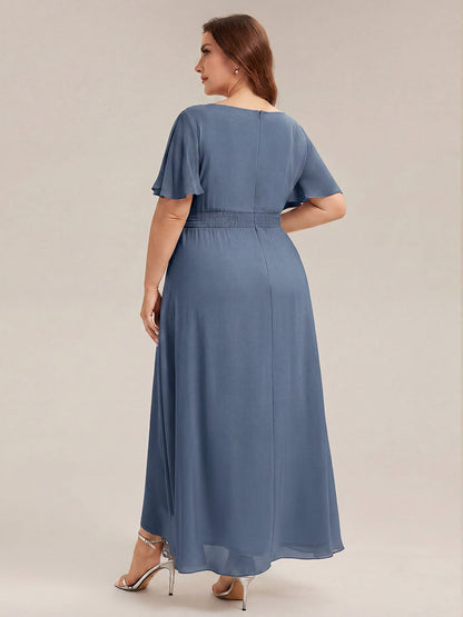 pretty SAGE|Plus Size High-Low Chiffon Wedding Guest Dress