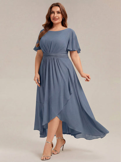 pretty SAGE|Plus Size Ruched Chiffon Bridesmaid Dress