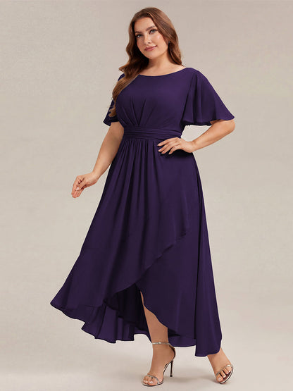 pretty SAGE|Plus Size High-Low Chiffon Wedding Guest Dress