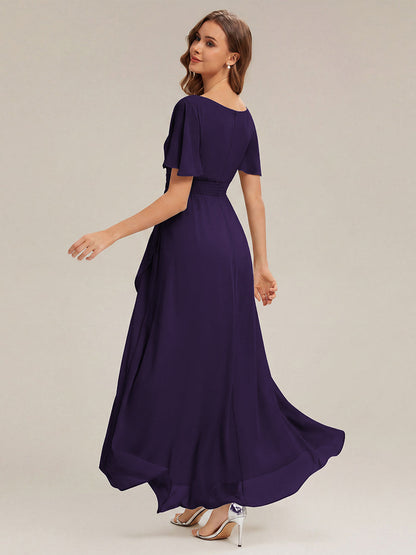 ever SAGE|Chiffon Ruffle Short Sleeve Wedding Guest Dress