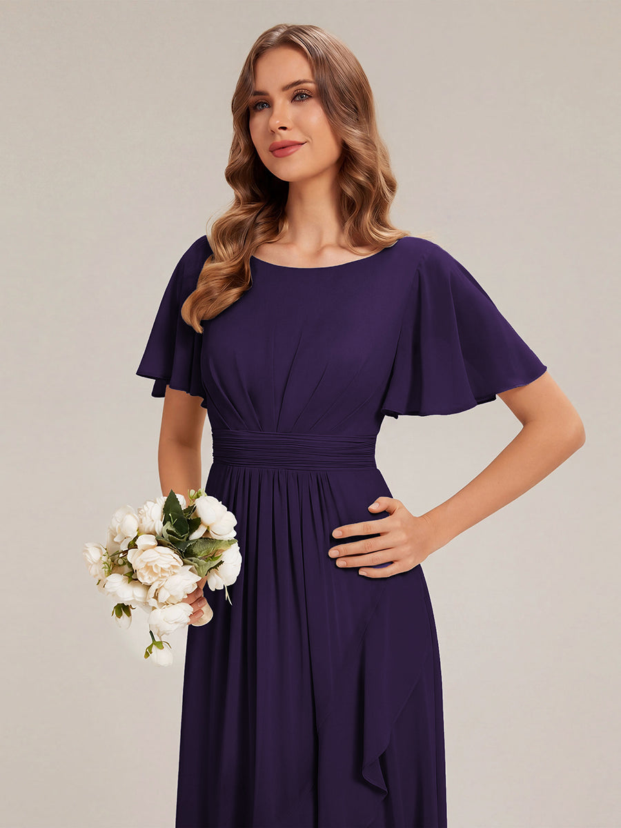 ever SAGE|Chiffon Ruffle Short Sleeve Wedding Guest Dress
