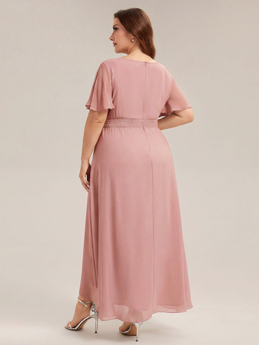 ever SAGE|Chiffon Ruffle Short Sleeve Wedding Guest Dress