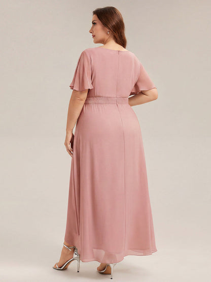 ever SAGE|Chiffon Ruffle Short Sleeve Wedding Guest Dress