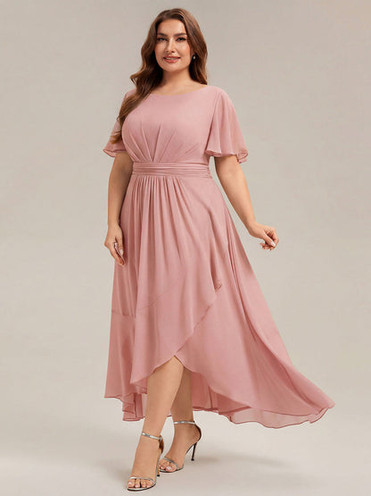 pretty SAGE|Plus Size High-Low Chiffon Wedding Guest Dress