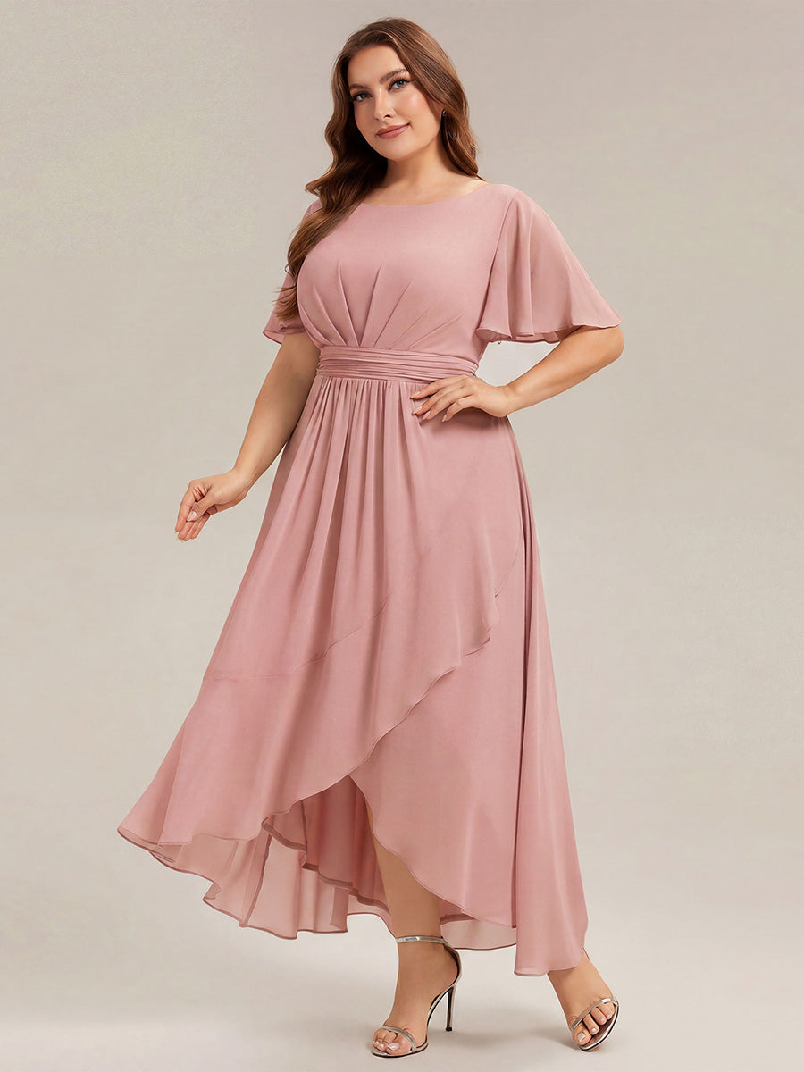 pretty SAGE|Plus Size High-Low Chiffon Wedding Guest Dress