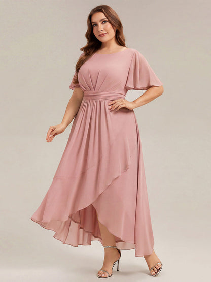 pretty SAGE|Plus Size High-Low Chiffon Wedding Guest Dress