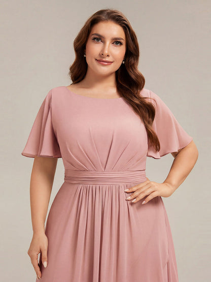 ever SAGE|Chiffon Ruffle Short Sleeve Wedding Guest Dress