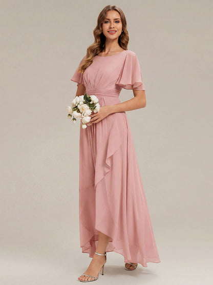 ever SAGE|Chiffon Ruffle Short Sleeve Wedding Guest Dress