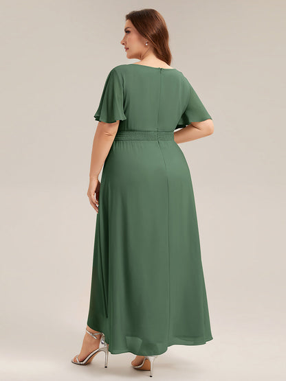 ever SAGE|Chiffon Ruffle Short Sleeve Wedding Guest Dress
