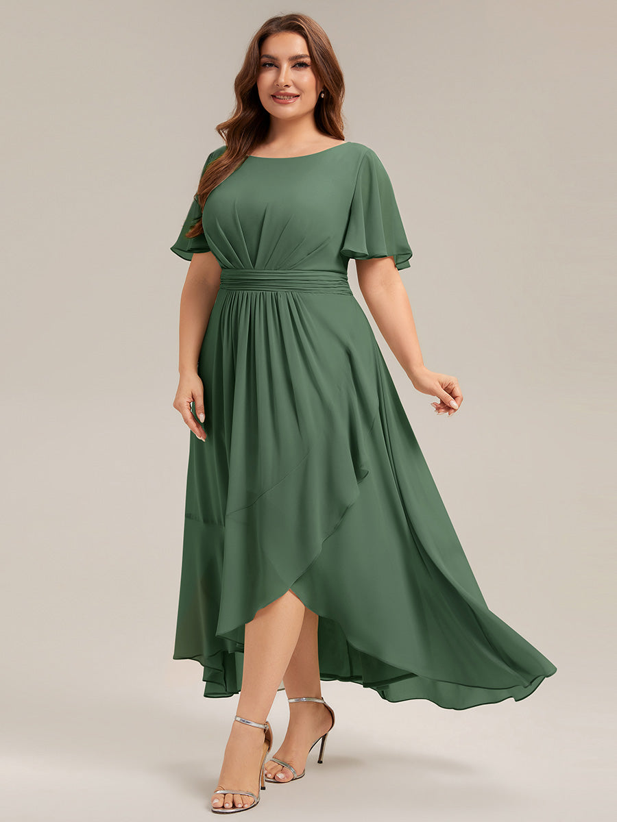 pretty SAGE|Plus Size High-Low Chiffon Wedding Guest Dress