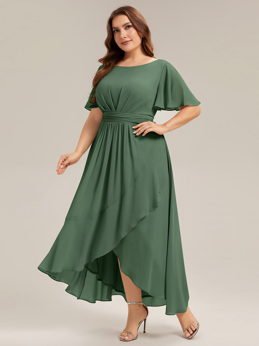 pretty SAGE|Plus Size High-Low Chiffon Wedding Guest Dress