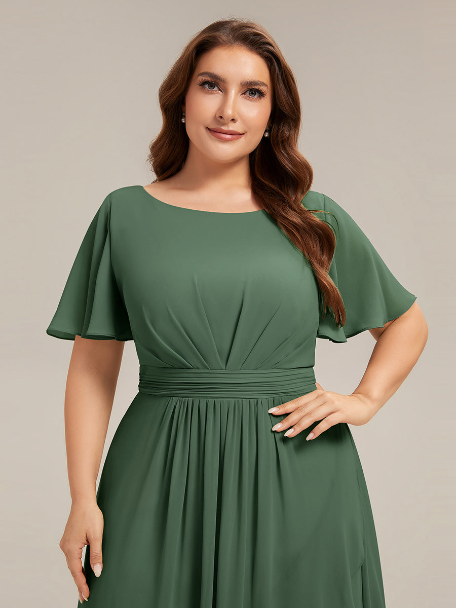 ever SAGE|Chiffon Ruffle Short Sleeve Wedding Guest Dress