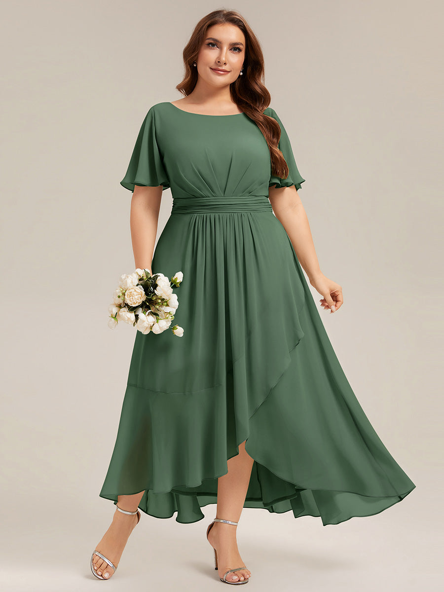 pretty SAGE|Plus Size Ruched Chiffon Bridesmaid Dress