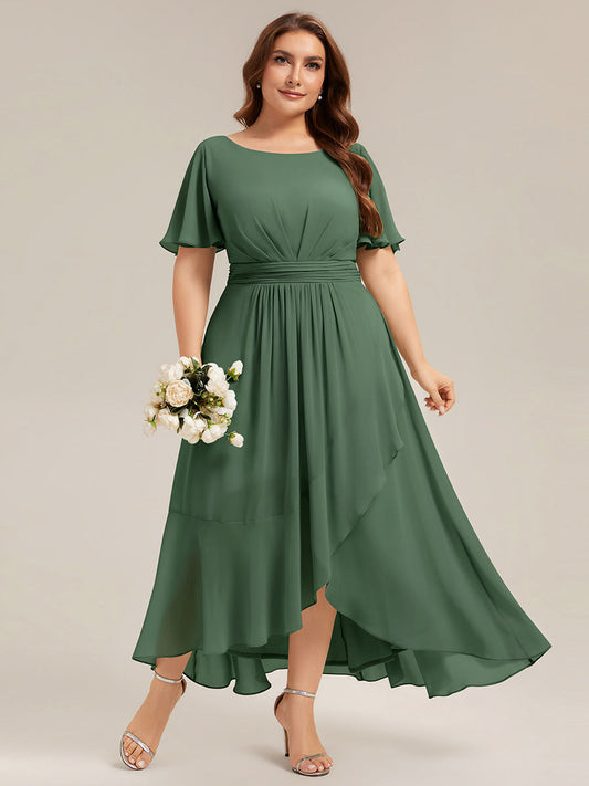 pretty SAGE|Plus Size Ruched Chiffon Bridesmaid Dress
