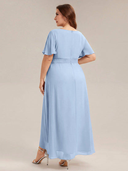 pretty SAGE|Plus Size High-Low Chiffon Wedding Guest Dress