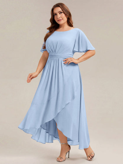pretty SAGE|Plus Size High-Low Chiffon Wedding Guest Dress