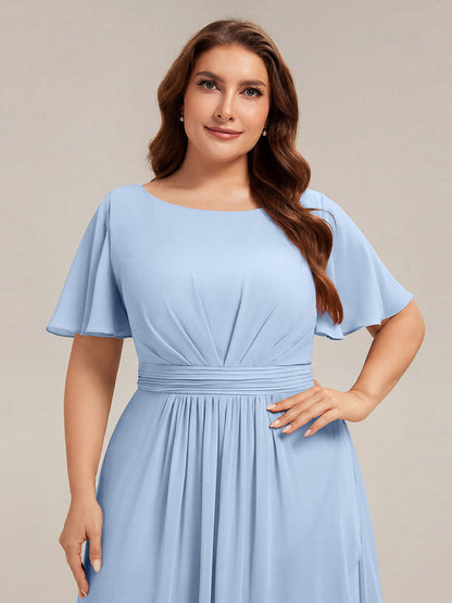 pretty SAGE|Plus Size Ruched Chiffon Bridesmaid Dress