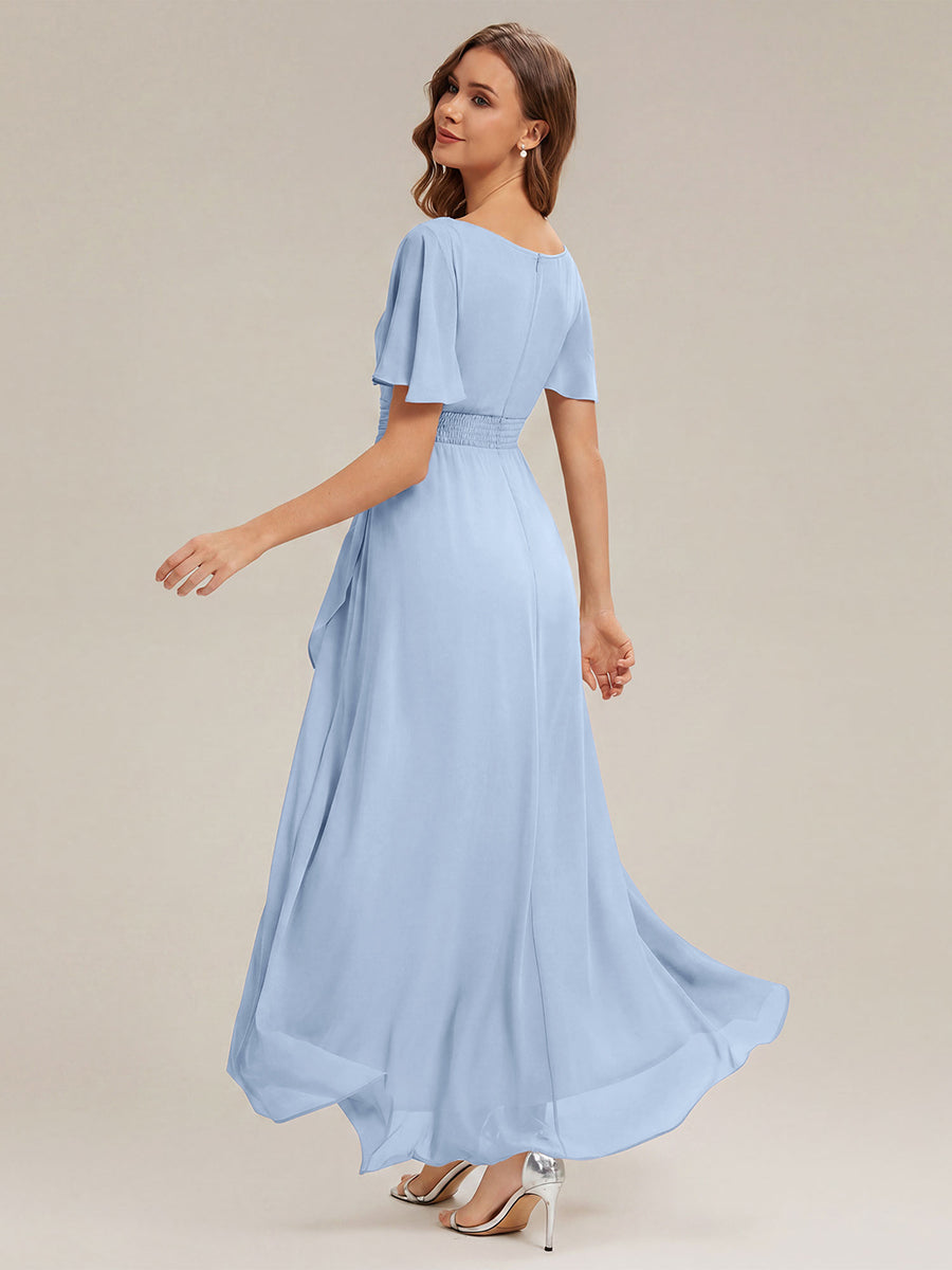 ever SAGE|Chiffon Ruffle Short Sleeve Wedding Guest Dress