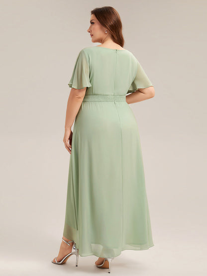ever SAGE|Chiffon Ruffle Short Sleeve Wedding Guest Dress