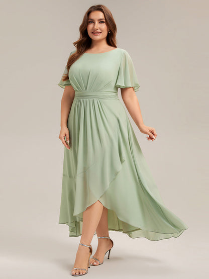 pretty SAGE|Plus Size Ruched Chiffon Bridesmaid Dress