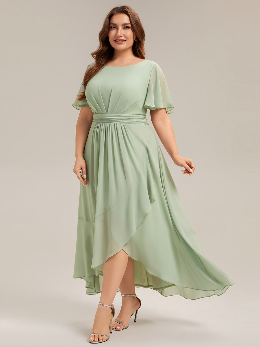 pretty SAGE|Plus Size High-Low Chiffon Wedding Guest Dress
