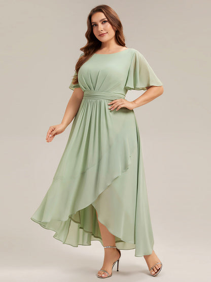 pretty SAGE|Plus Size High-Low Chiffon Wedding Guest Dress