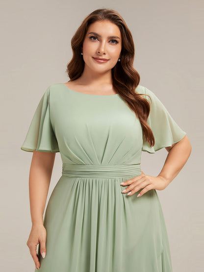 pretty SAGE|Plus Size Ruched Chiffon Bridesmaid Dress