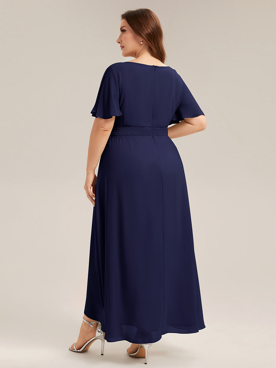 pretty SAGE|Plus Size High-Low Chiffon Wedding Guest Dress