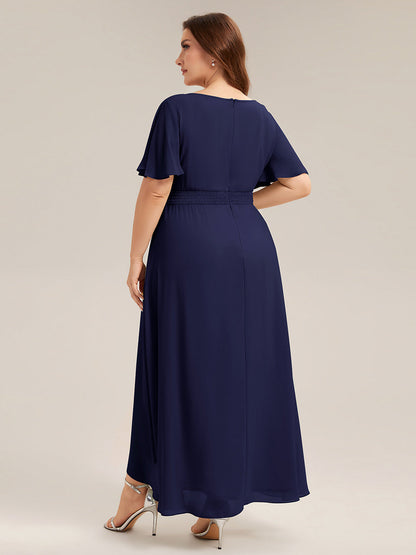 ever SAGE|High Low Ruched Chiffon Ruffle Sleeve Bridesmaid Dress