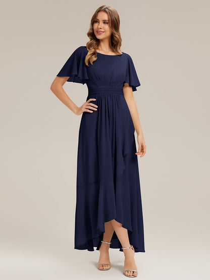ever SAGE|Chiffon Ruffle Short Sleeve Wedding Guest Dress