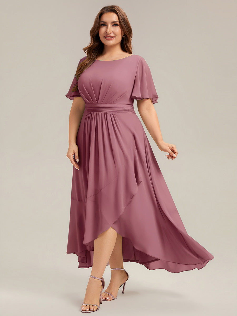 ever SAGE|Chiffon Ruffle Short Sleeve Wedding Guest Dress