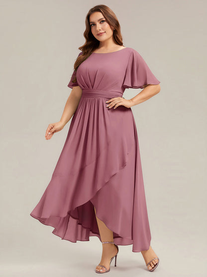 ever SAGE|Chiffon Ruffle Short Sleeve Wedding Guest Dress