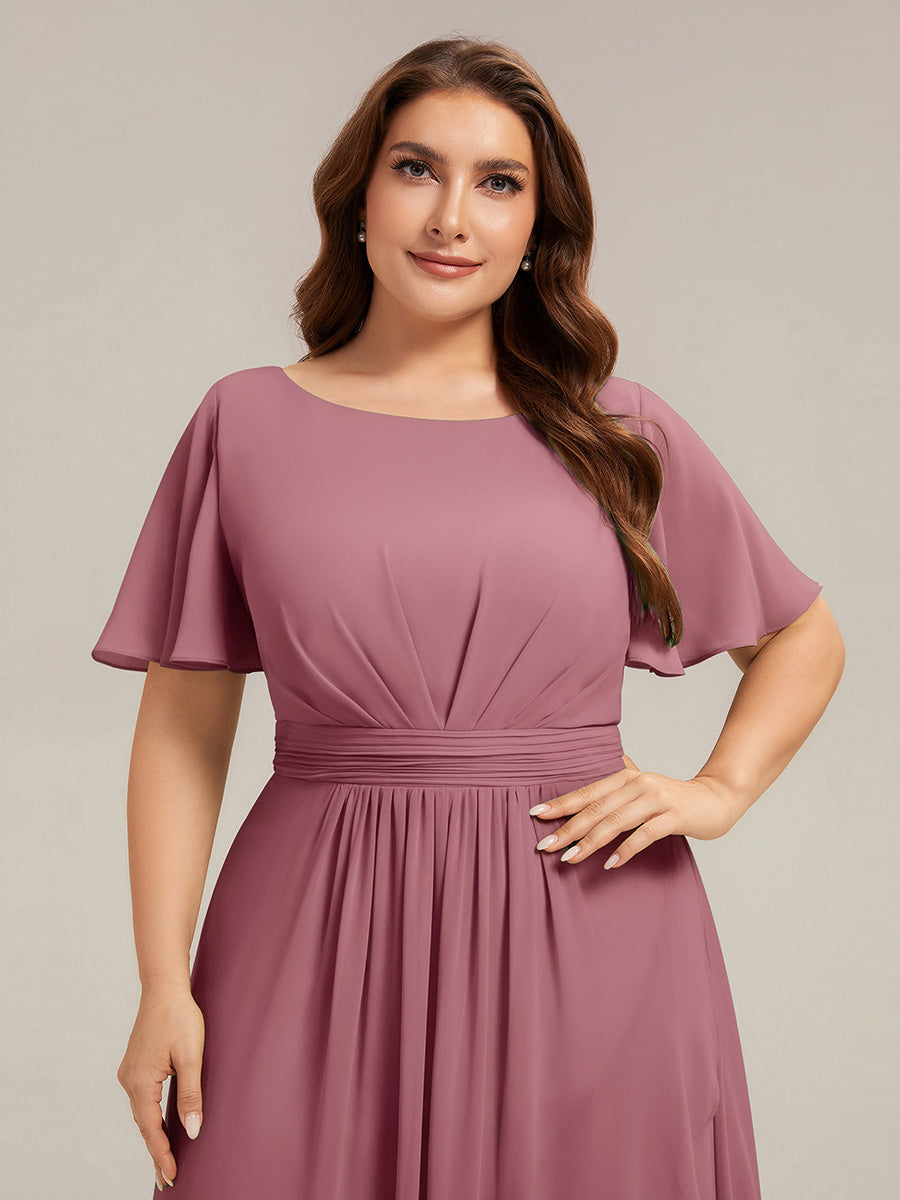 ever SAGE|Chiffon Ruffle Short Sleeve Wedding Guest Dress