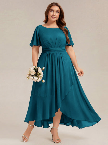 pretty SAGE|Plus Size High-Low Chiffon Wedding Guest Dress
