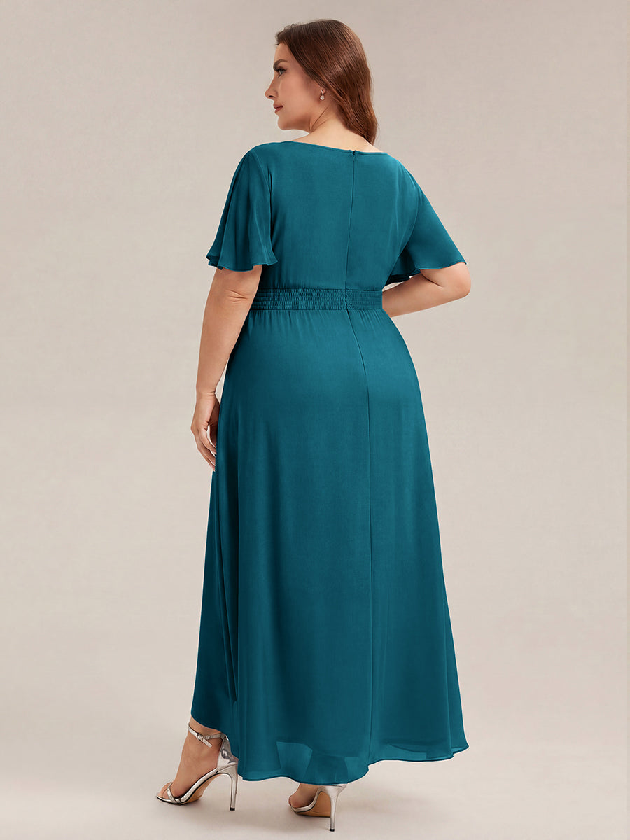 ever SAGE|Chiffon Ruffle Short Sleeve Wedding Guest Dress