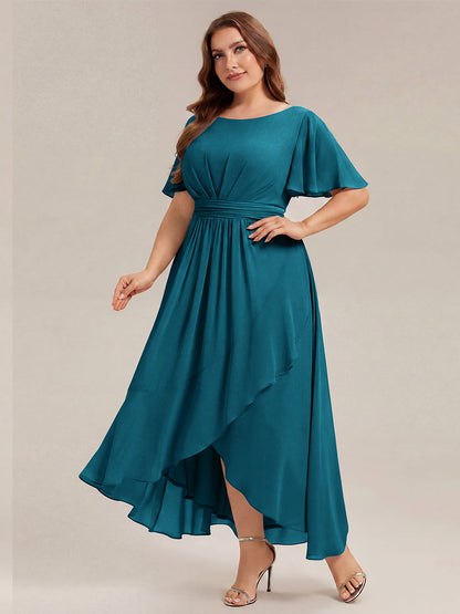 pretty SAGE|Plus Size High-Low Chiffon Wedding Guest Dress
