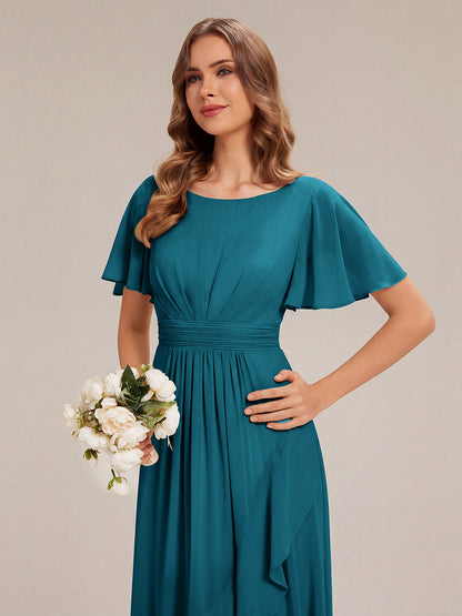 ever SAGE|Chiffon Ruffle Short Sleeve Wedding Guest Dress