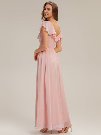 ever AIDA|Cold Shoulder Chiffon Ruffle Sleeve Bridesmaid Dress