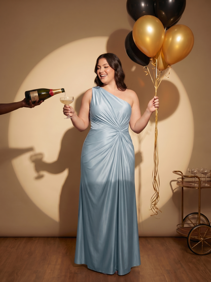Plus Size Knotted Satin Bridesmaid Dress