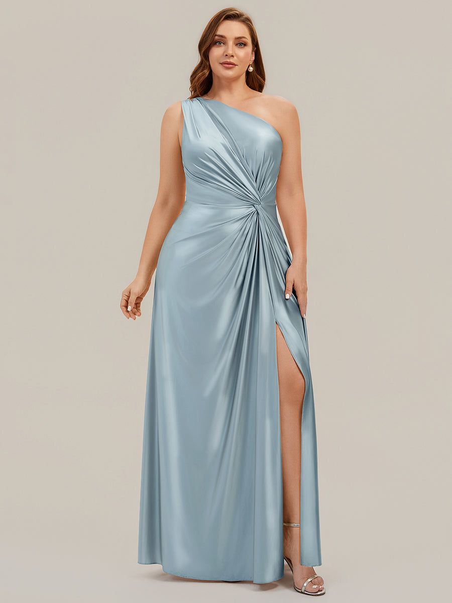 Knotted Satin Sleeveless Bridesmaid Dress