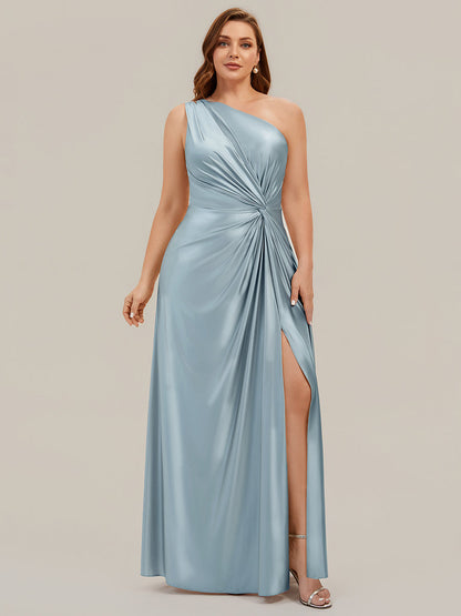 Knotted Satin Sleeveless Bridesmaid Dress