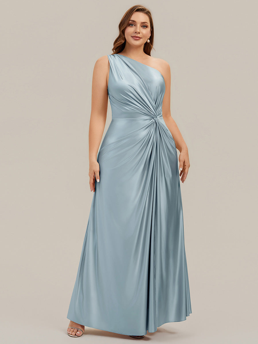 Knotted Satin Sleeveless Bridesmaid Dress