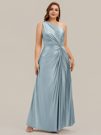 Plus Size Knotted Satin Bridesmaid Dress