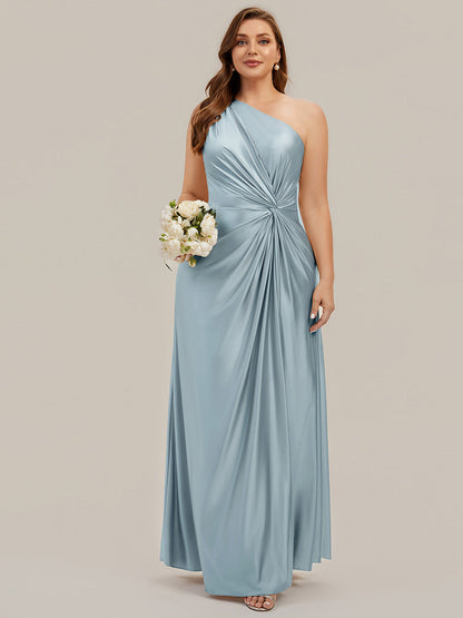 Knotted Satin Sleeveless Bridesmaid Dress