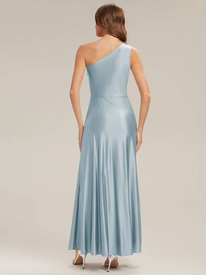 Knotted Satin Sleeveless Bridesmaid Dress